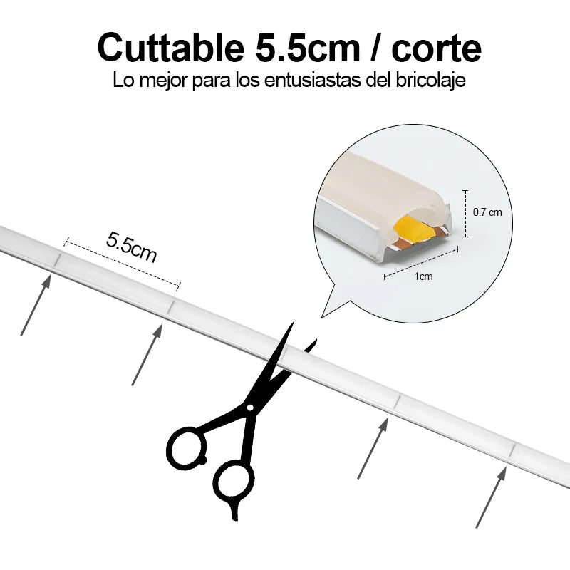 Tira de LED Flex 24V COB/280P con recubrimiento neon 10mts Blanca calida