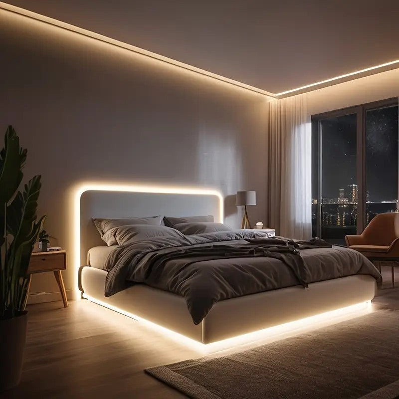 Tira de neón Flex blanco calido lDC12V, 120LEDs/M, cuerda neón Flexible blanco calido , luz de neón impermeable, 5M para decoración del hogar+ eliminador de 2 AMP
