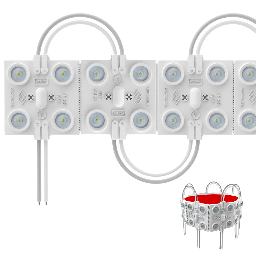 Modulo 4 leds 110v blanco frio 10 piezas