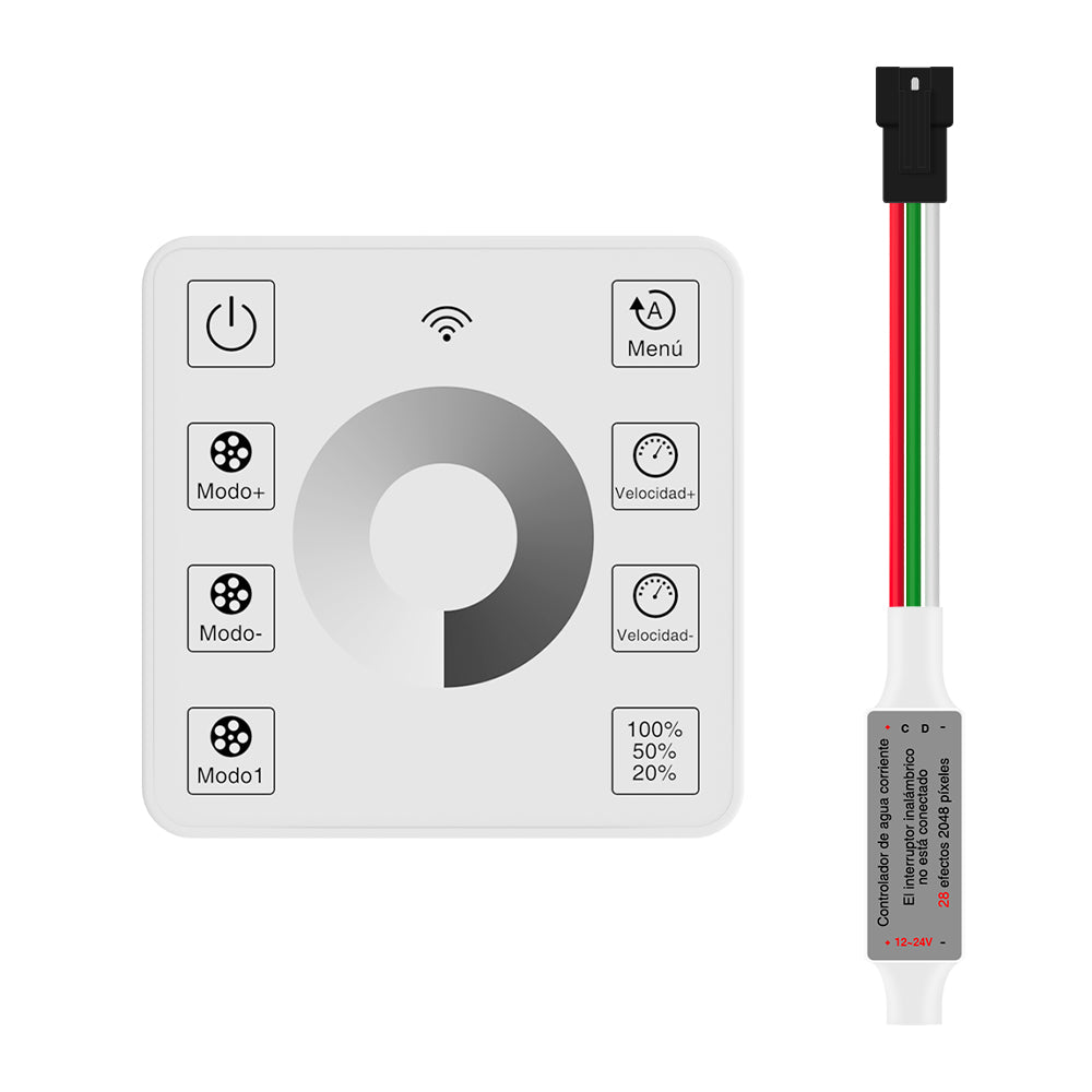 controlador de luz de flujode agua monocromo