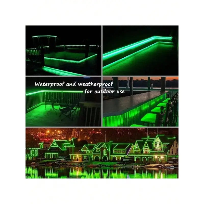 Tira de neón Flex verde DC12V, 120LEDs/M, cuerda neón Flexible verde , luz de neón impermeable, 5M para decoración del hogar+ eliminador de 2 AMP