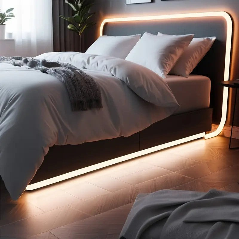 Tira de neón Flex blanco calido lDC12V, 120LEDs/M, cuerda neón Flexible blanco calido , luz de neón impermeable, 5M para decoración del hogar+ eliminador de 2 AMP