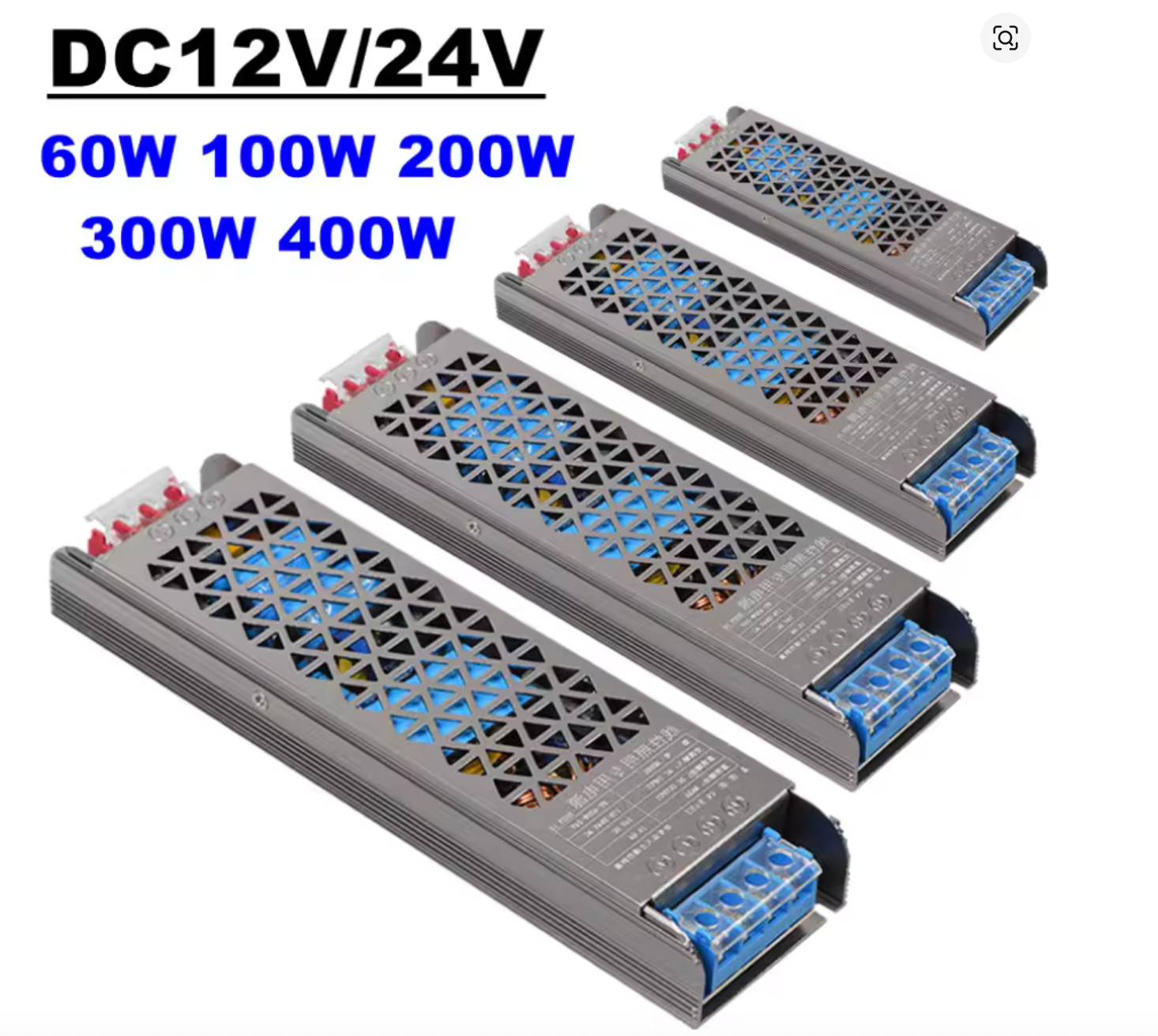 Fuente de alimentación conmutada iluminación silenciosa AC127 DC 12V 24V 200w