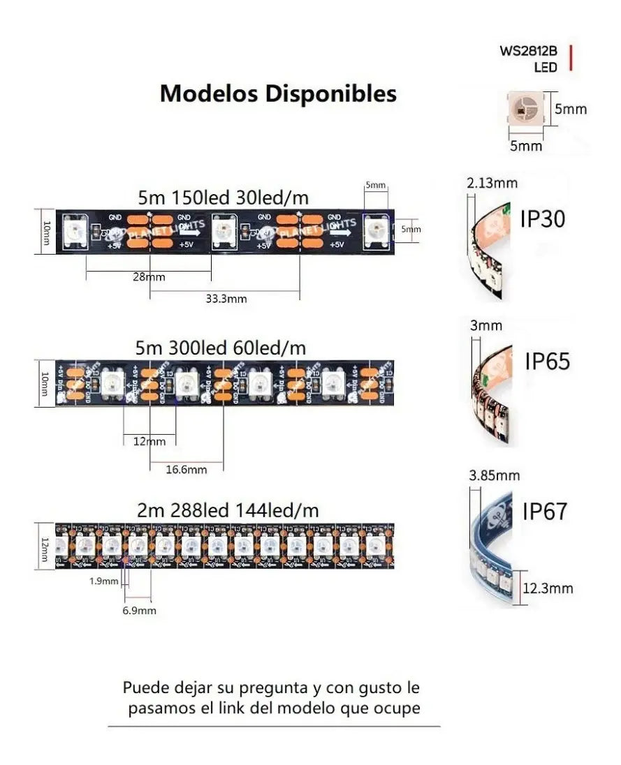 Tira LED Pixel Digital 5V RGB (Corte por LED)