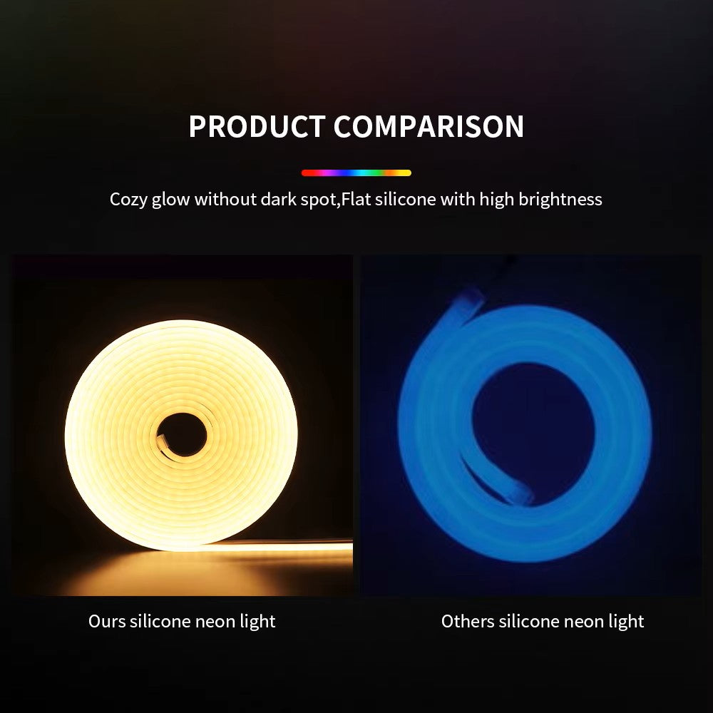 Tira de neón Flex amarillo DC12V, 120LEDs/M, cuerda neón Flexible amarillo , luz de neón impermeable, 5M para decoración del hogar+ eliminador de 2 AMP