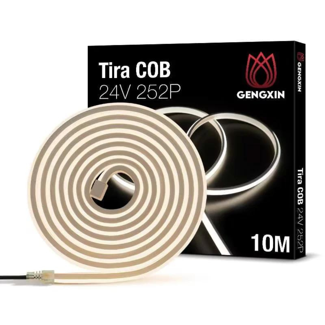 tira de led flex 24v cob 280p 10mts blanca calida