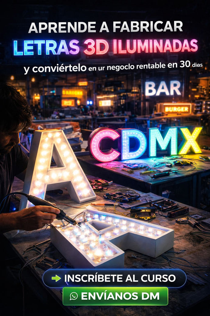 Aparta tu lugar para tu curso de letras 3D – NEON BIT MEXICO