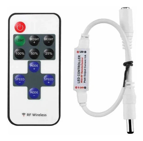 Control dimmer rf remoto para tiras y manguera led 12v 24v monocolor paquete de 20pz