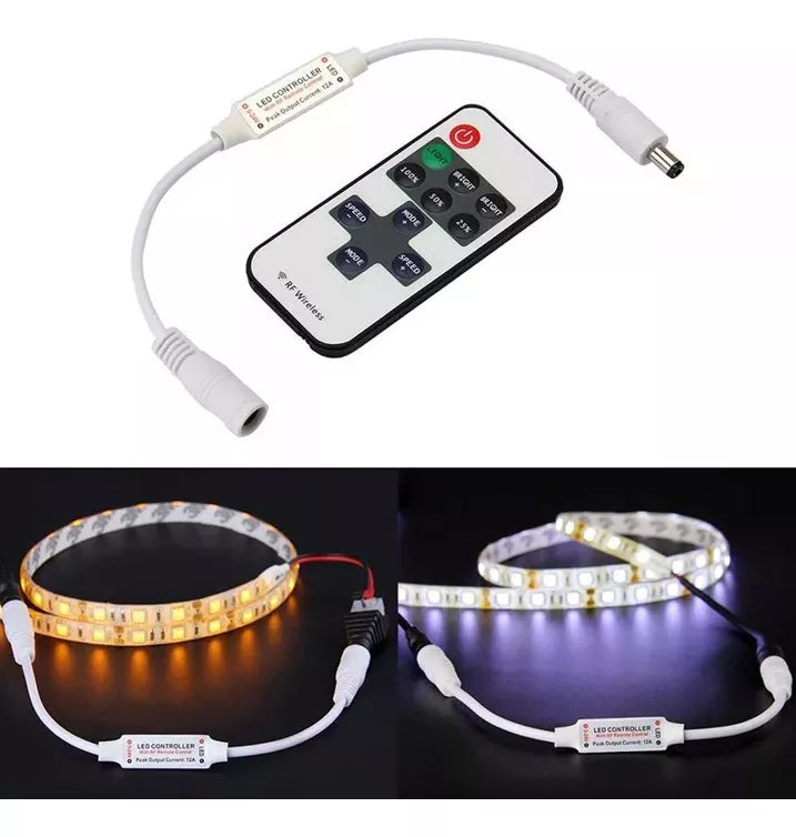 Control dimmer rf remoto para tiras y manguera led 12v 24v monocolor paquete de 20pz