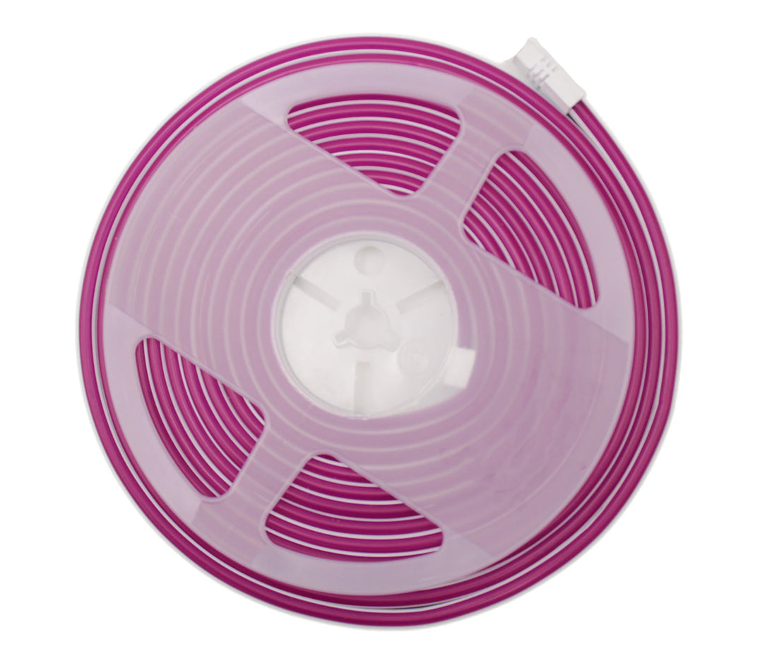 tira neon flex de 5 mts gengxin morado + eliminador 3 amp 12v