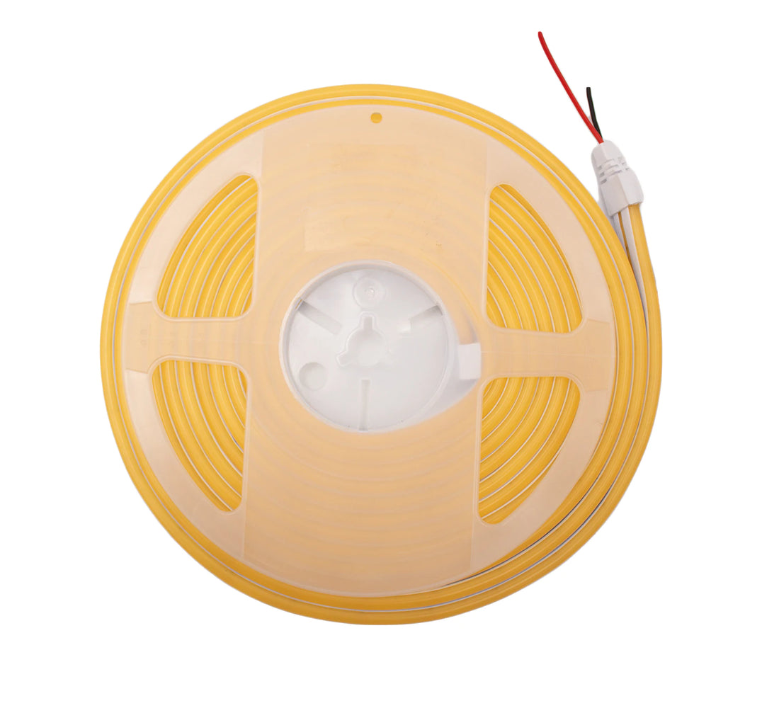 tira neon flex de 5 mts gengxin Amarillo Limon + eliminador 3 amp 12v