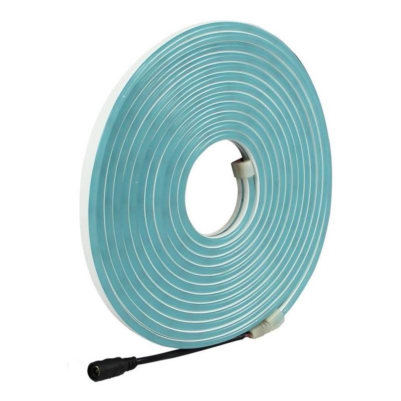 Tira de neón Flex azul ice DC12V, 120LEDs/M, cuerda neón Flexible azul hielo , luz de neón impermeable, 5M para decoración del hogar+ eliminador de 2 AMP