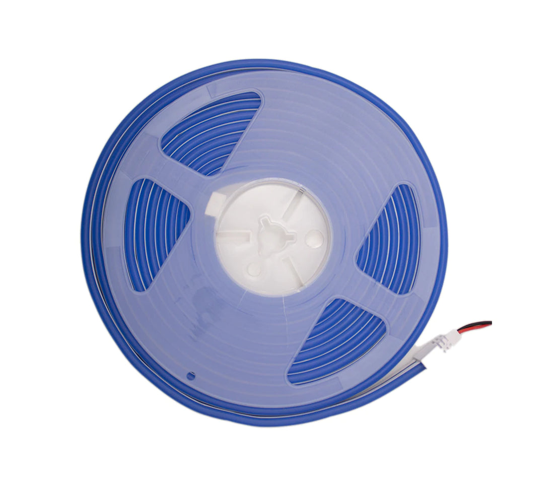 tira neon flex de 5mts gengxin azul fuerte + eliminador 3 amp 12v