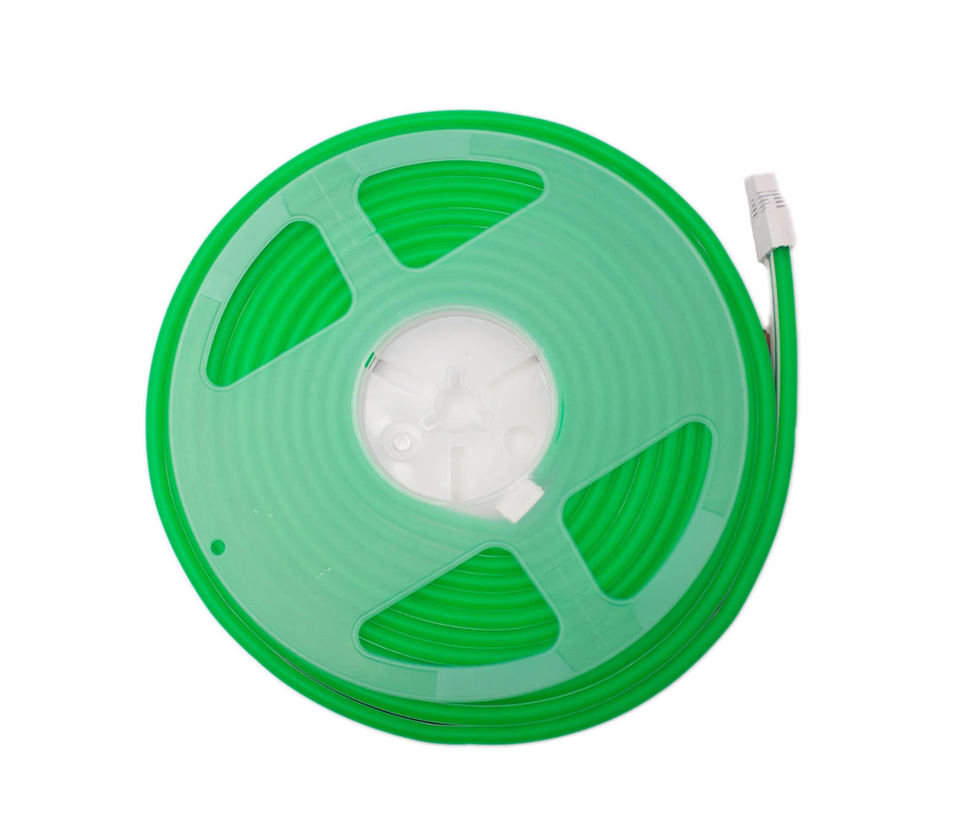 tira neon flex de 5 mts gengxin verde + eliminador 3 amp 12v